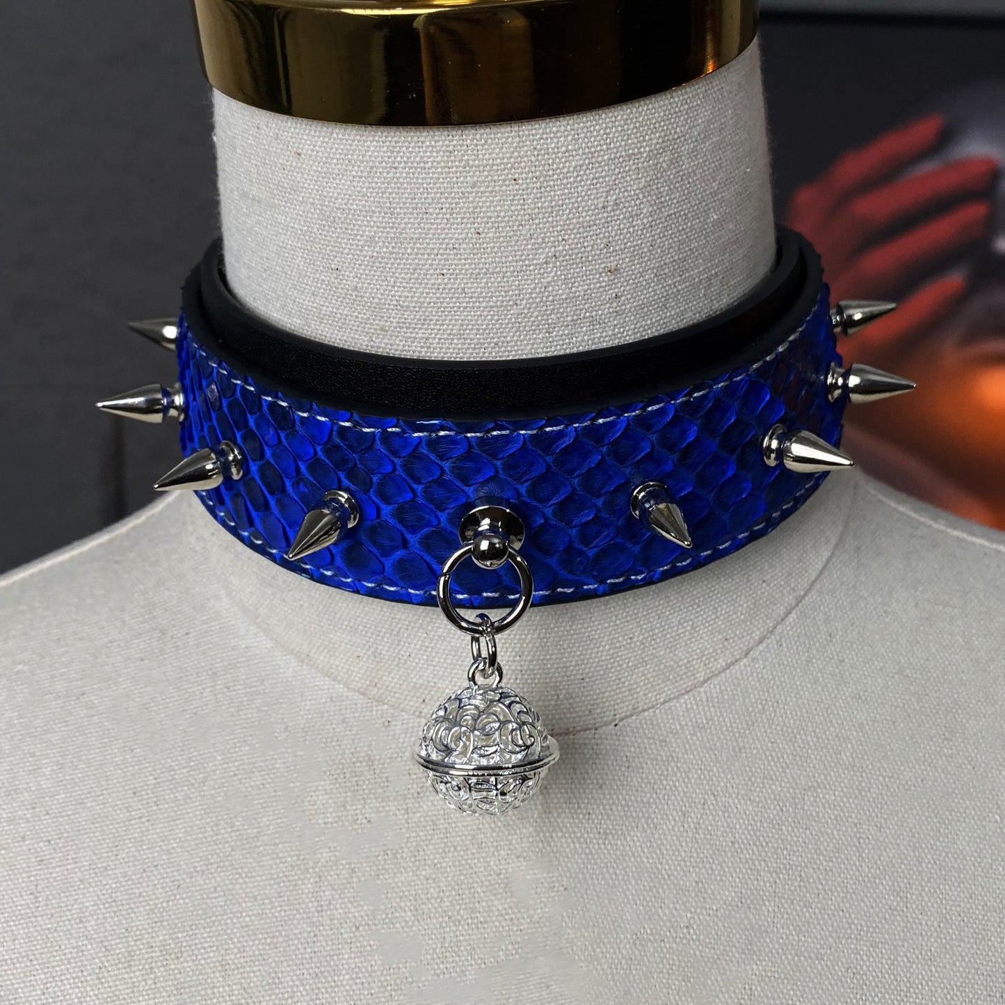 Poseidon Blue Stud Choker with Bell