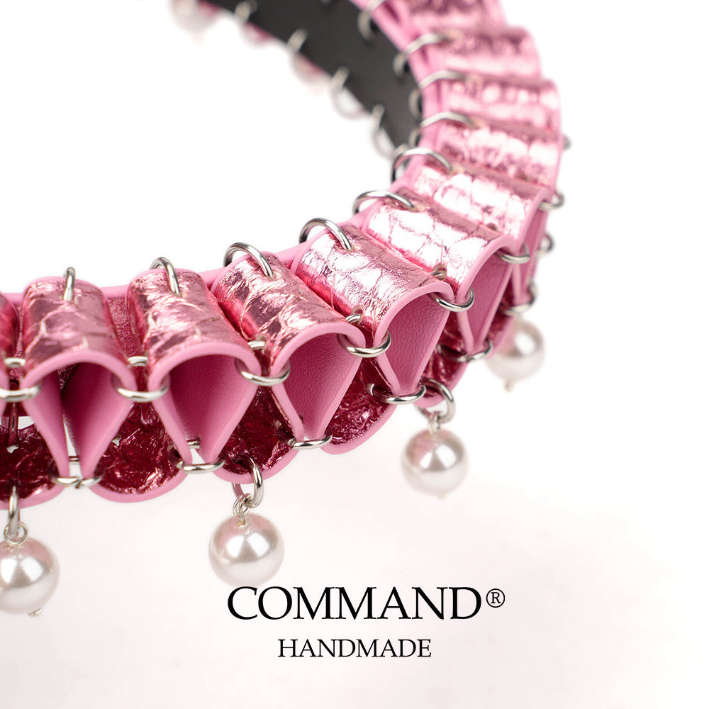 Persephone Baroque Pearl Ruffle Choker –Enchanted Leather Fold