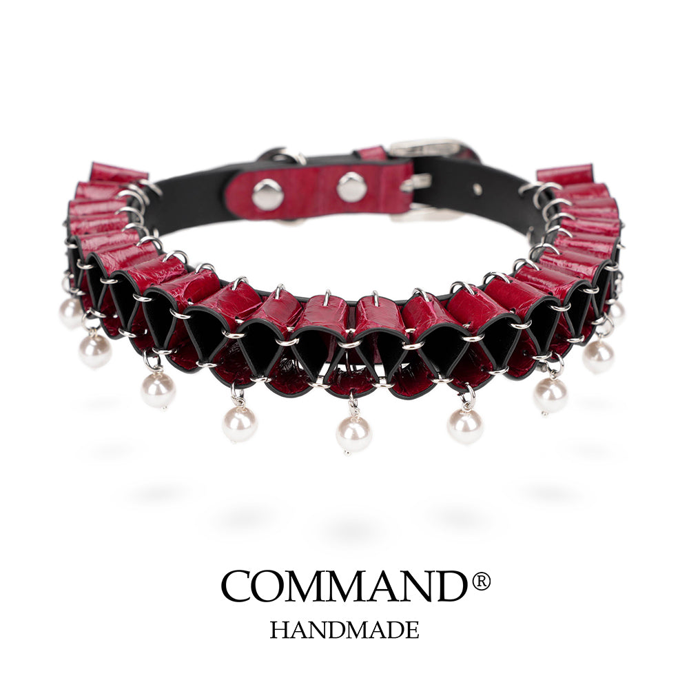 Persephone Baroque Pearl Ruffle Choker –Enchanted Leather Fold