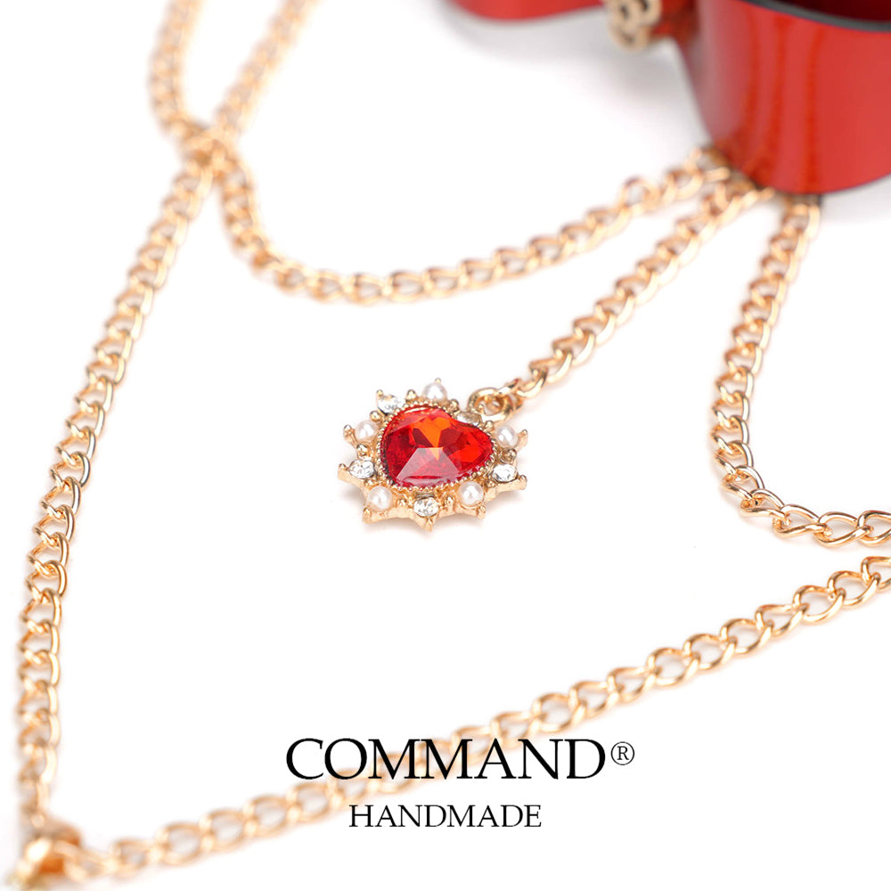 Typhon Crimson Skull Choker with Small Heart & Cross