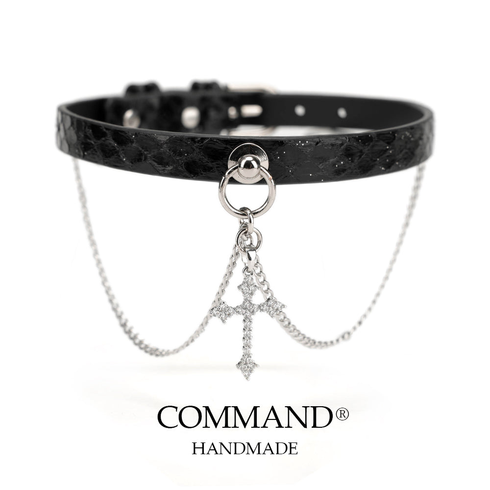 Aglaia Double Chain Choker with Cross