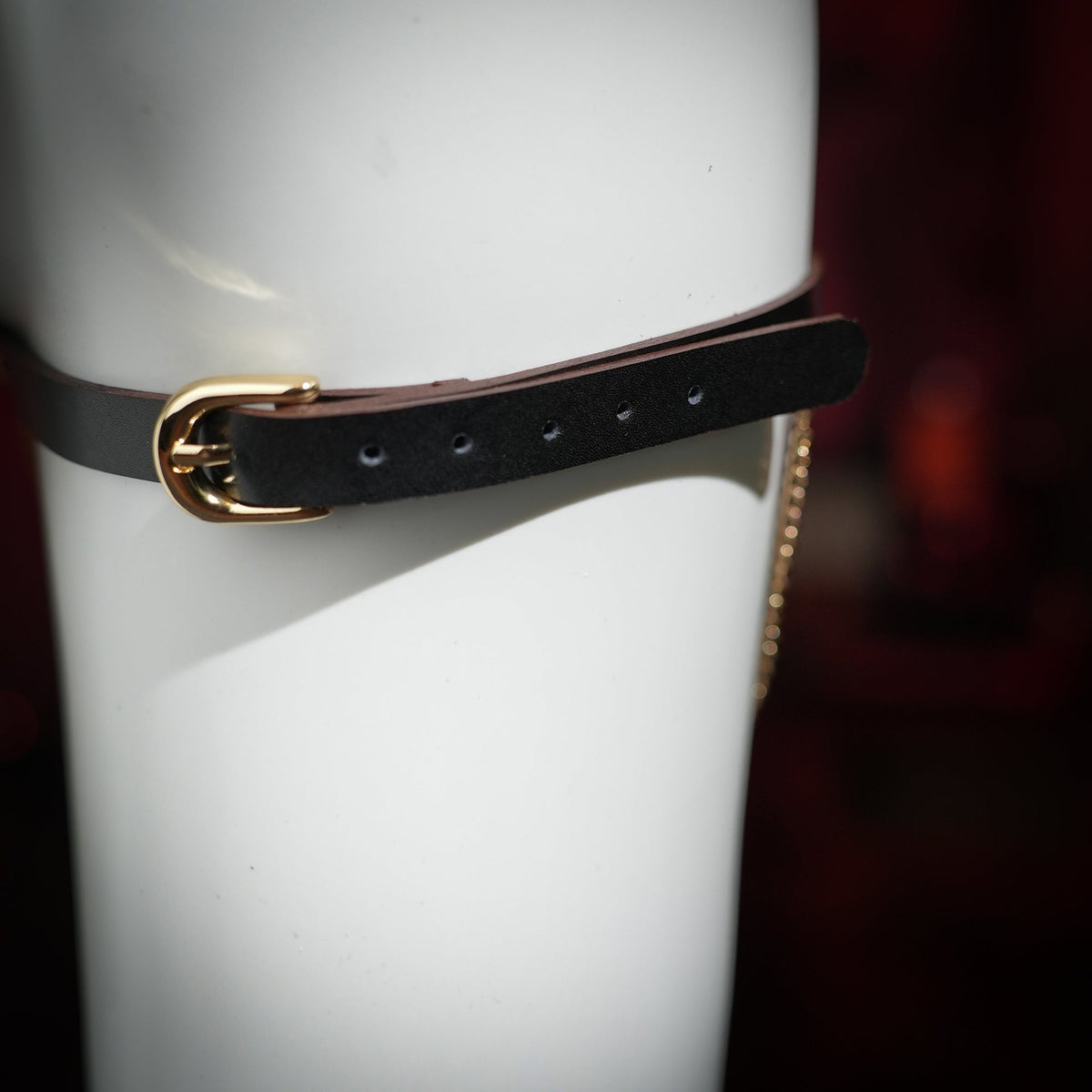 Leto Black Double Chain Leg Ring