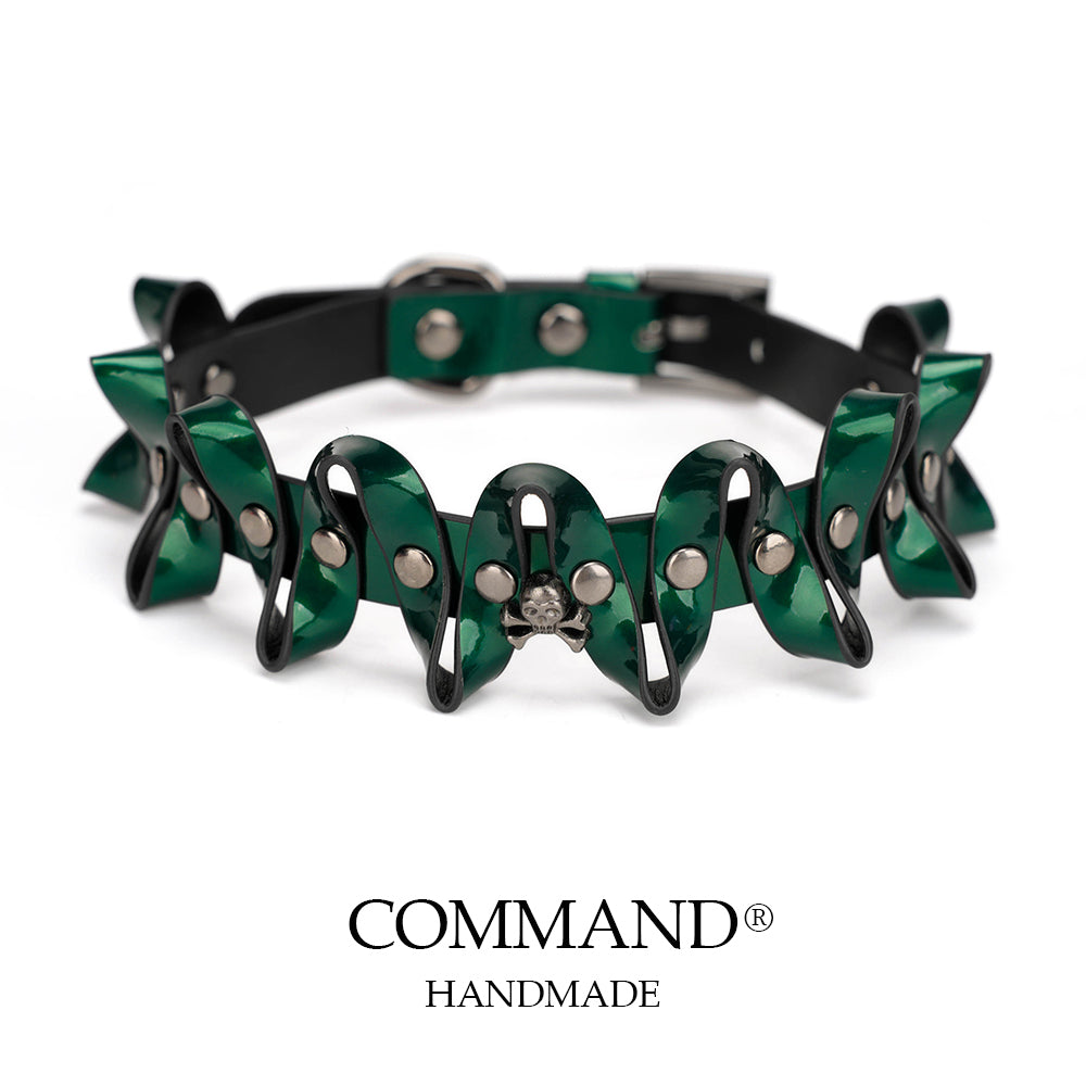 Wicked Flame Studded Wave Choker (Red / Purple / Green)