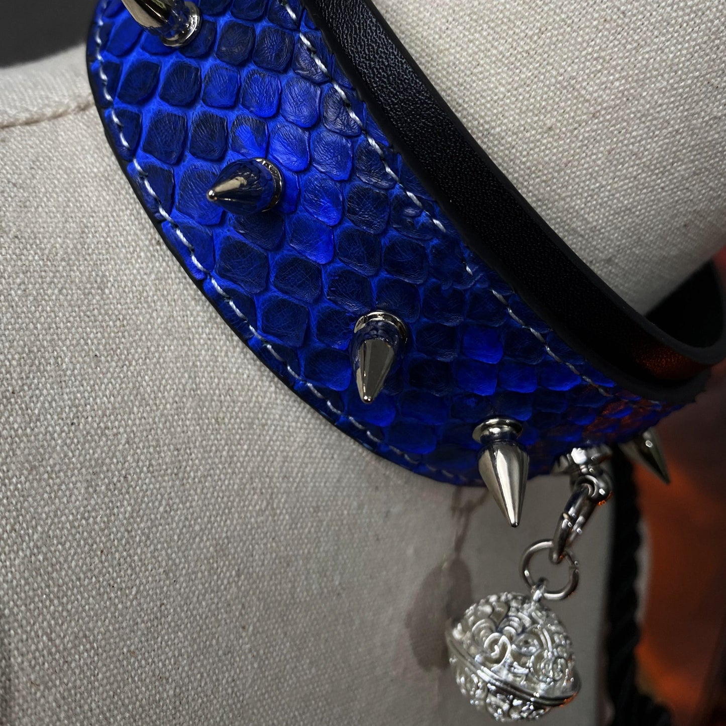 Poseidon Blue Stud Choker with Bell