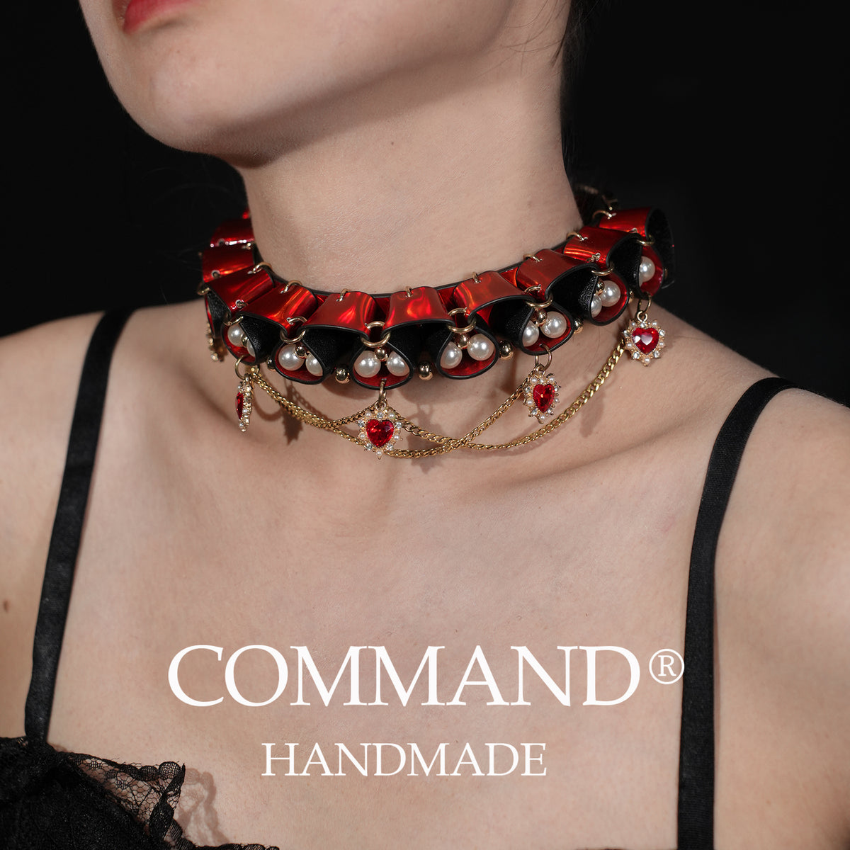 Jesterlet Enchanted Pearl & Heart Ruffle Choker