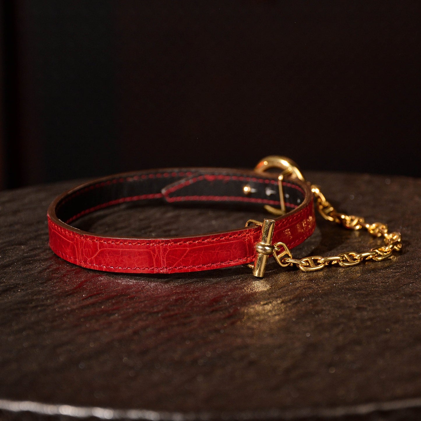 Medusa Red Alligator Choker With Chain