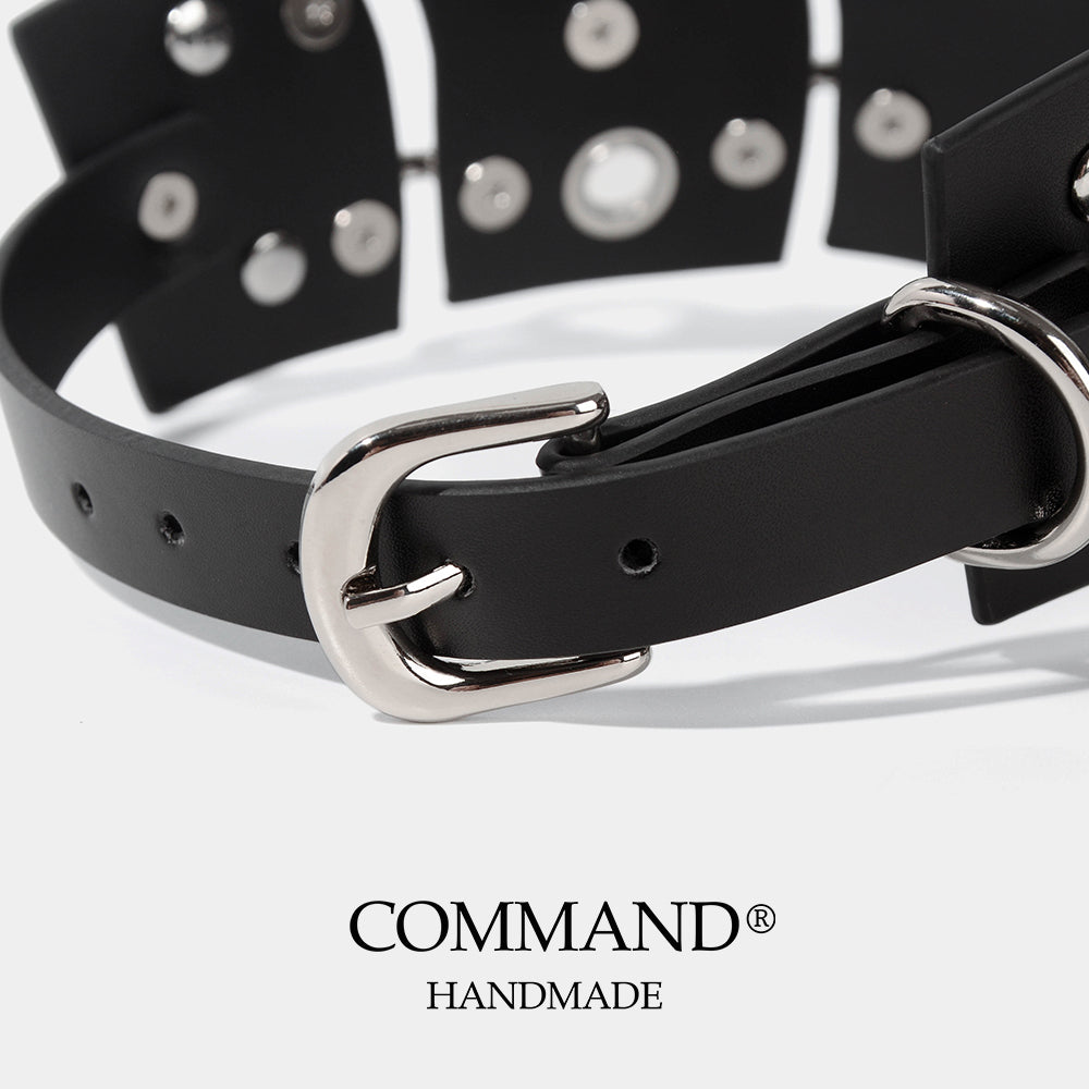 Surya Black Retro Rivets With Heart Ornaments Choker