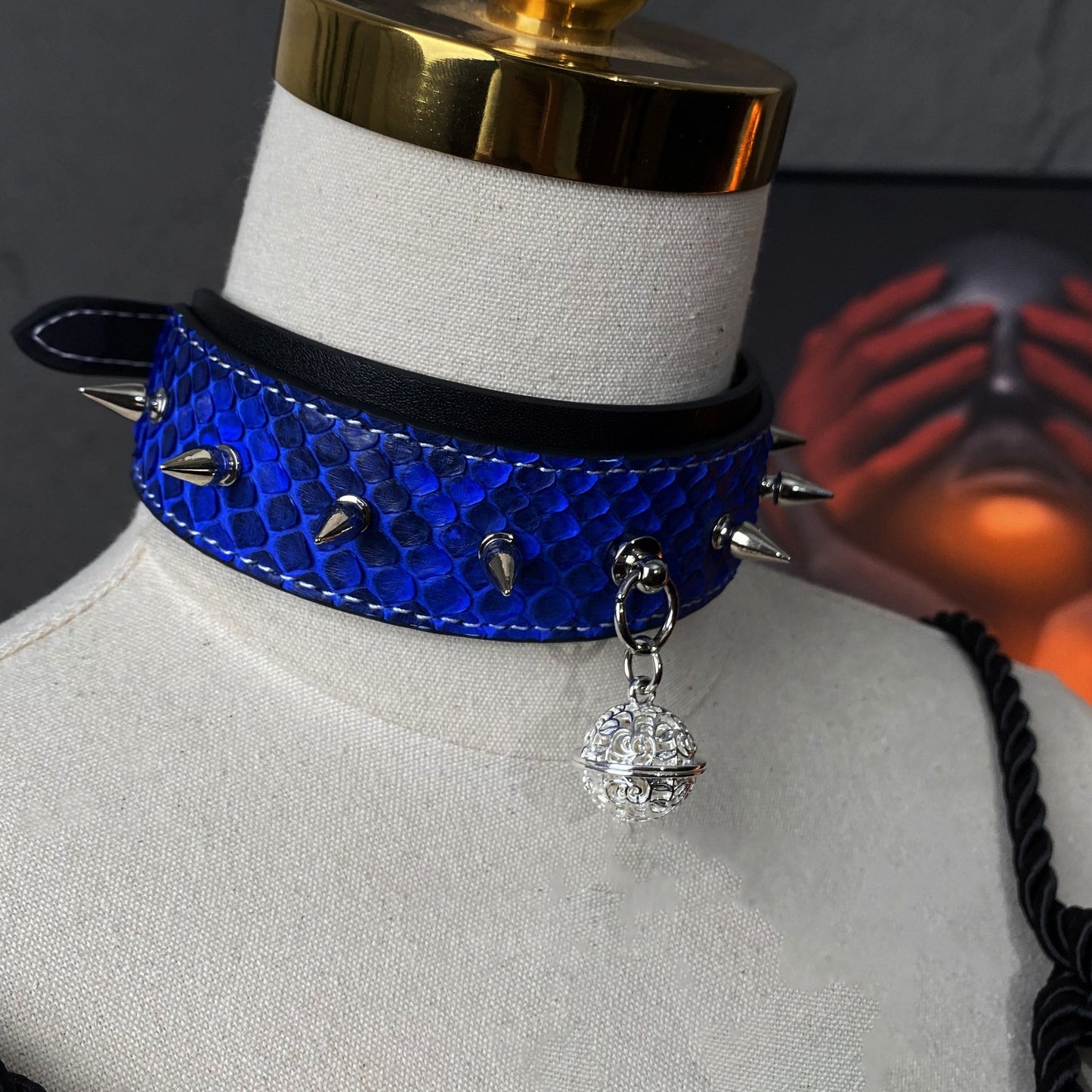 Poseidon Blue Stud Choker with Bell