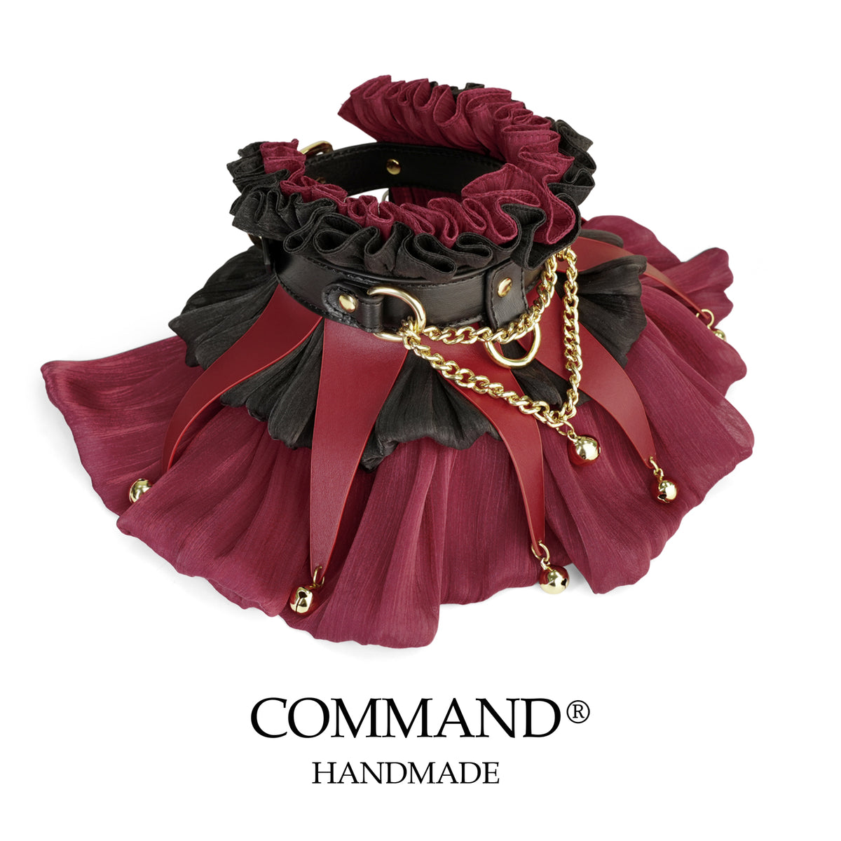 Jester’s Court Crimson Bell Ruffle Choker with O-Ring