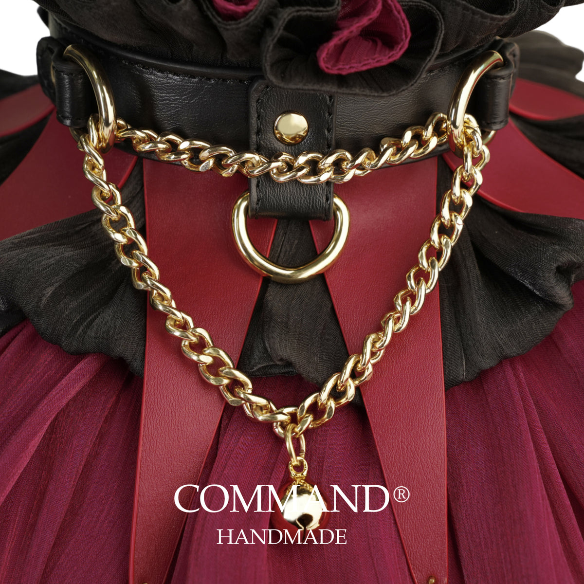 Jester’s Court Crimson Bell Ruffle Choker with O-Ring