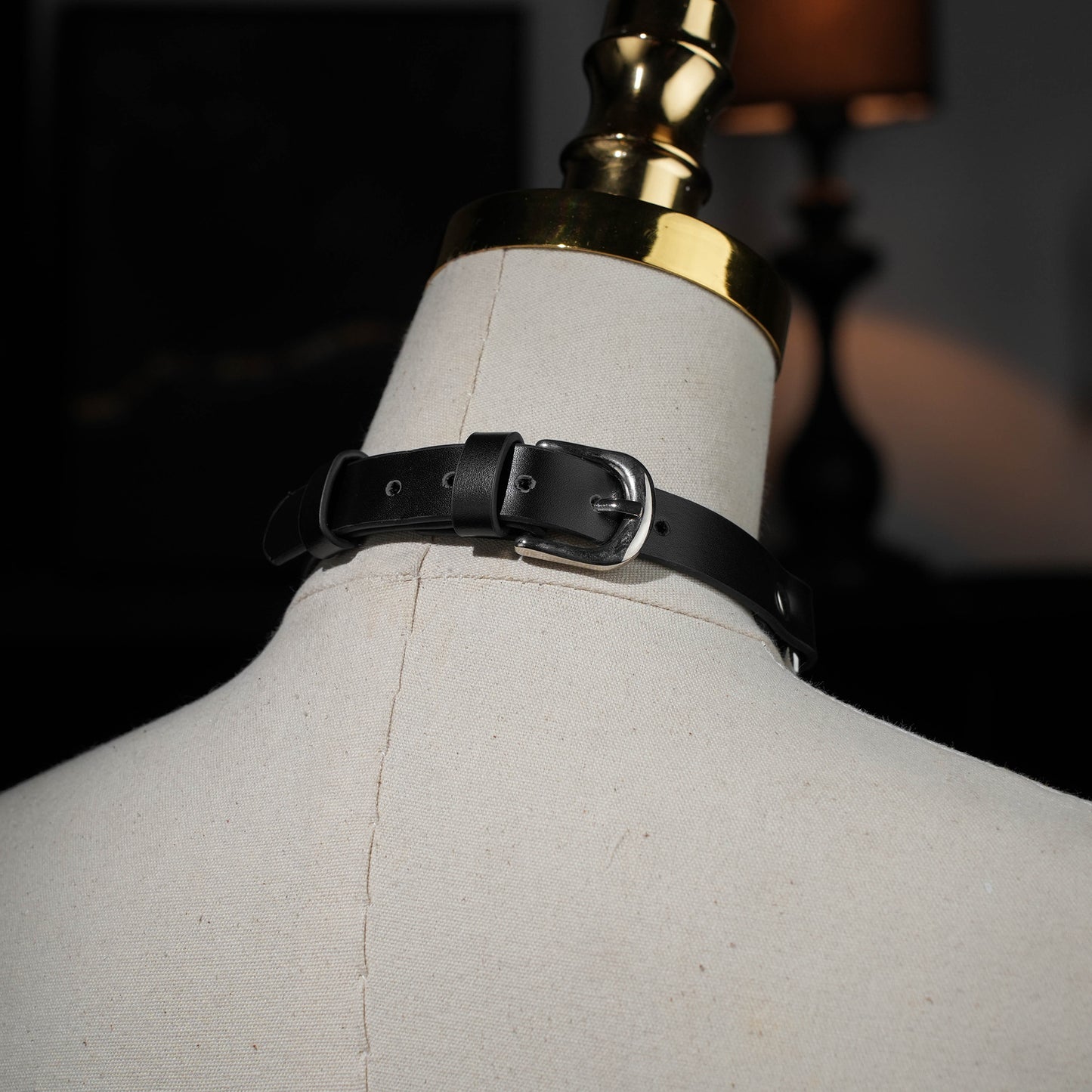 Saviitr Black Stud Choker With Heart Lock