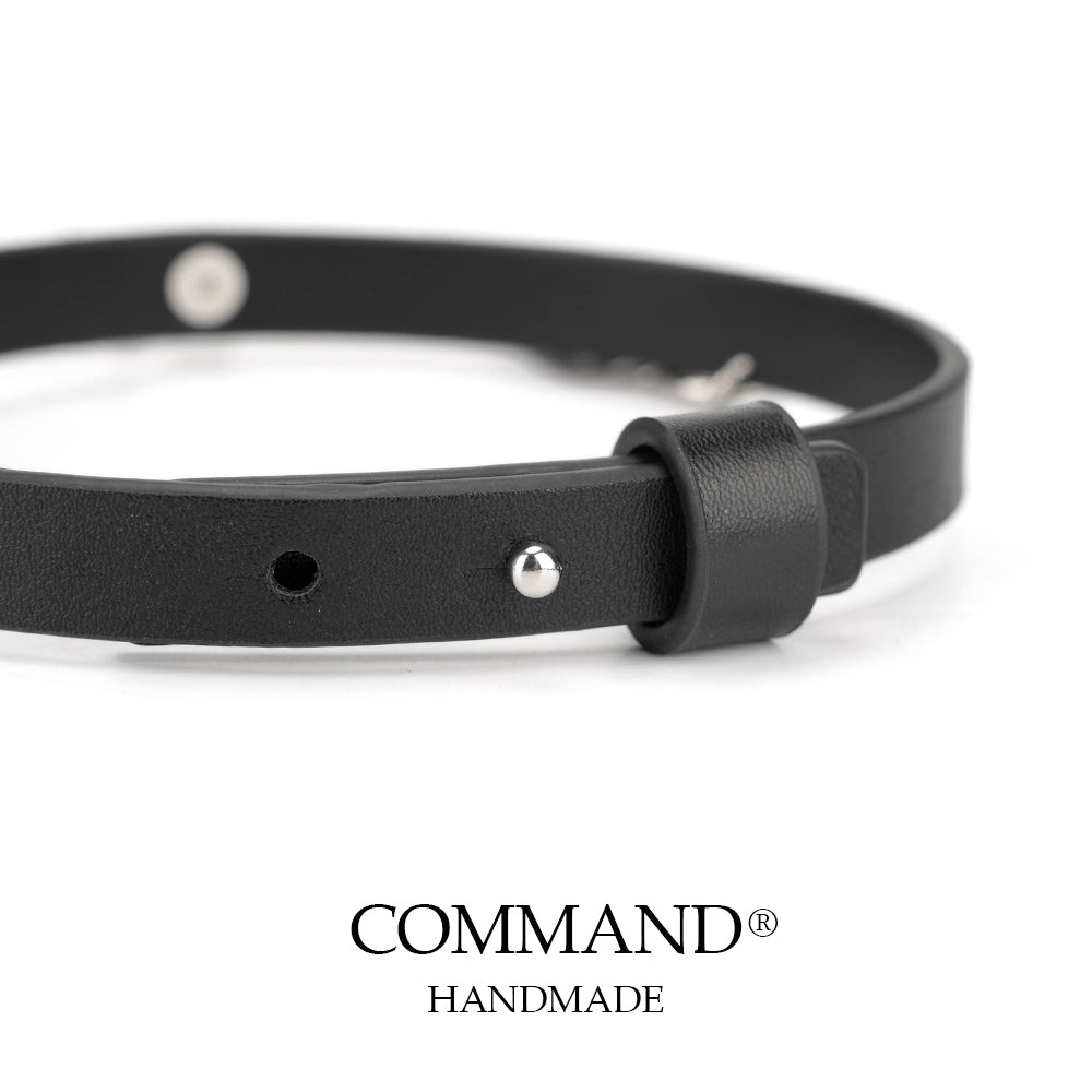 Deimos Black Choker with Cross & Leather Pendant