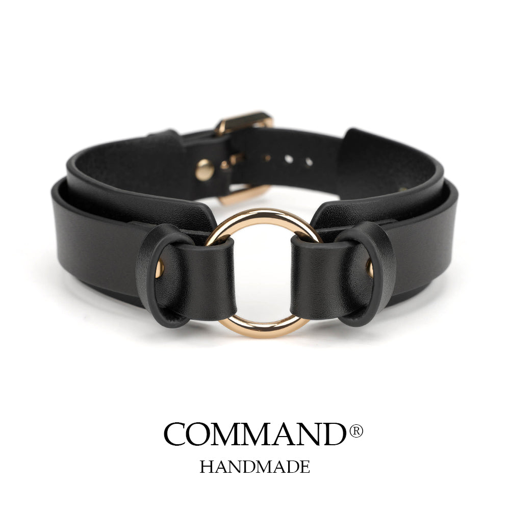 Atlas Classic Black Leather Choker with O Ring