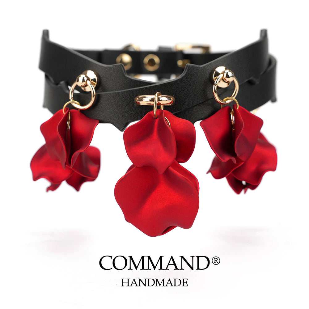 Everlasting Rose and Thorn Handmade Leather Flower Choker