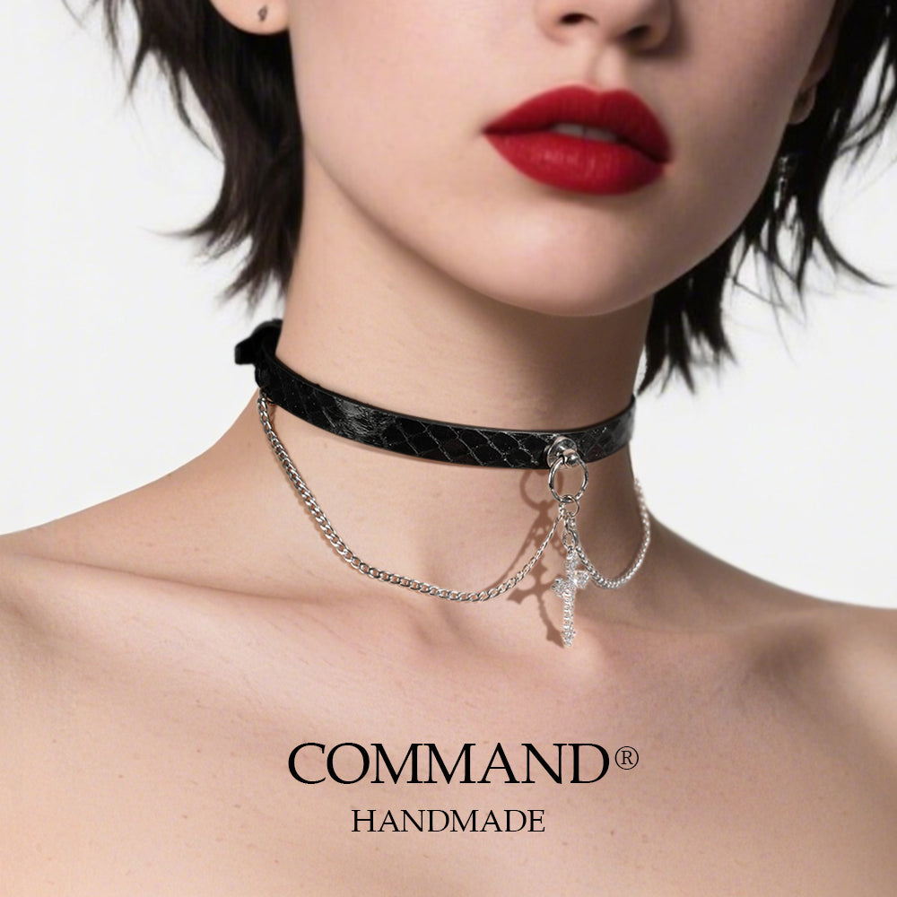 Aglaia Double Chain Choker with Cross