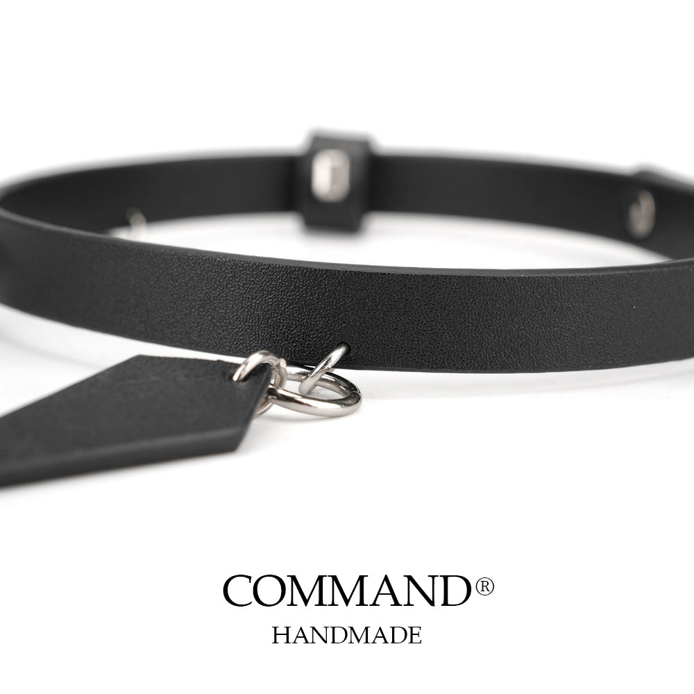 Deimos Black Choker with Cross & Leather Pendant