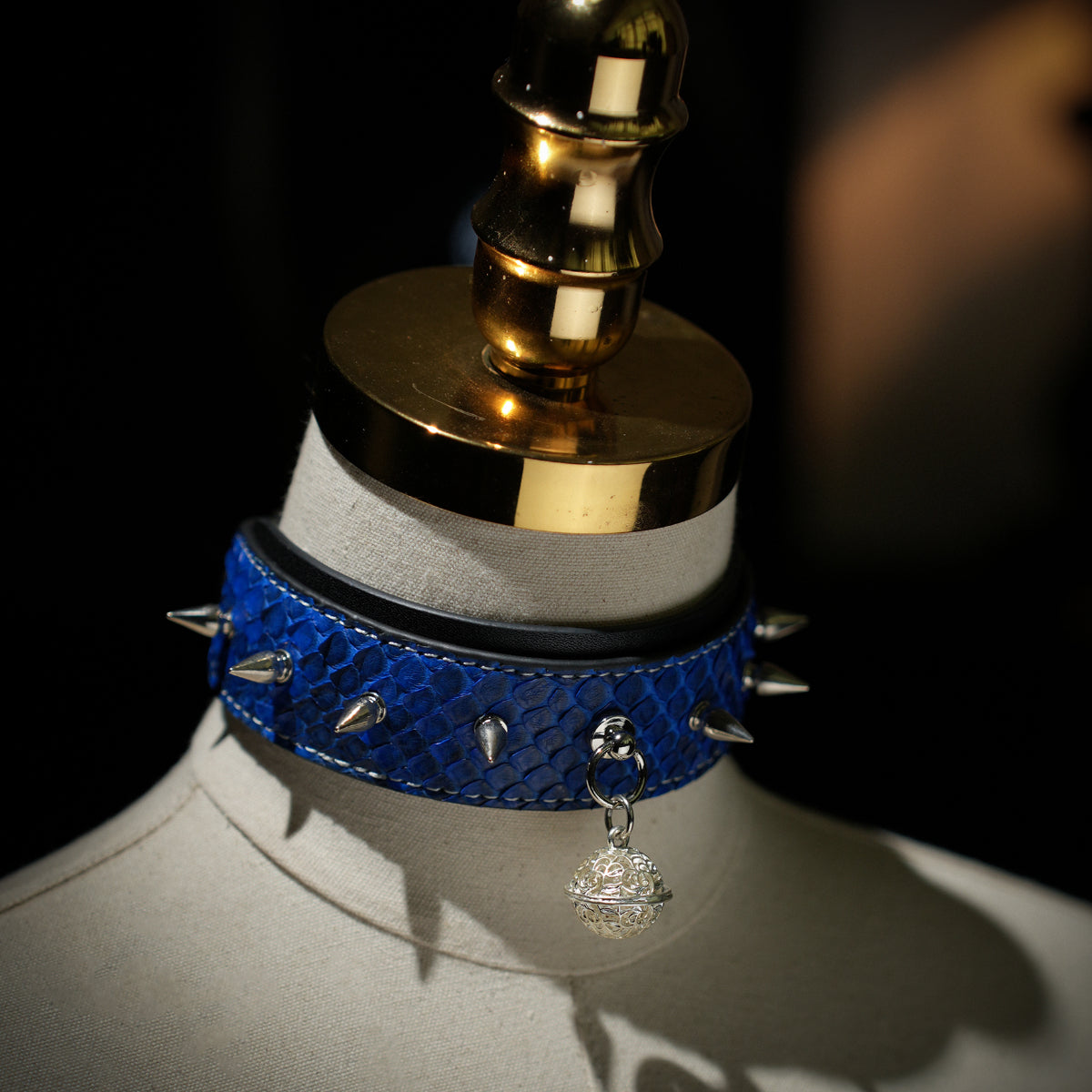 Poseidon Blue Stud Choker with Bell