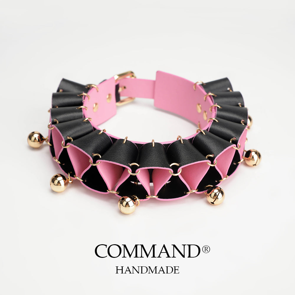 Jester Artisanal Layered Bell Ruffled Choker_cowhide