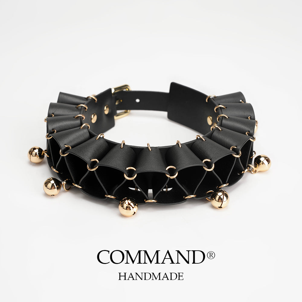 Jester Artisanal Layered Bell Ruffled Choker_cowhide