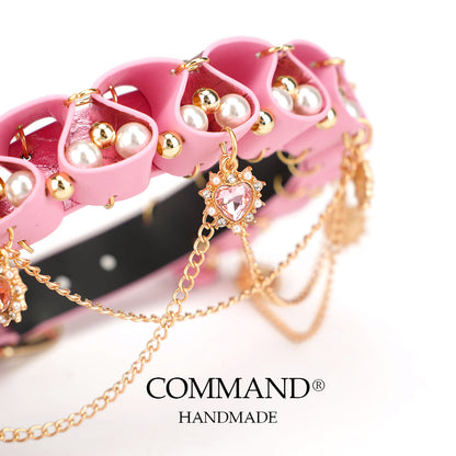 Jesterlet Enchanted Pearl & Heart Ruffle Choker