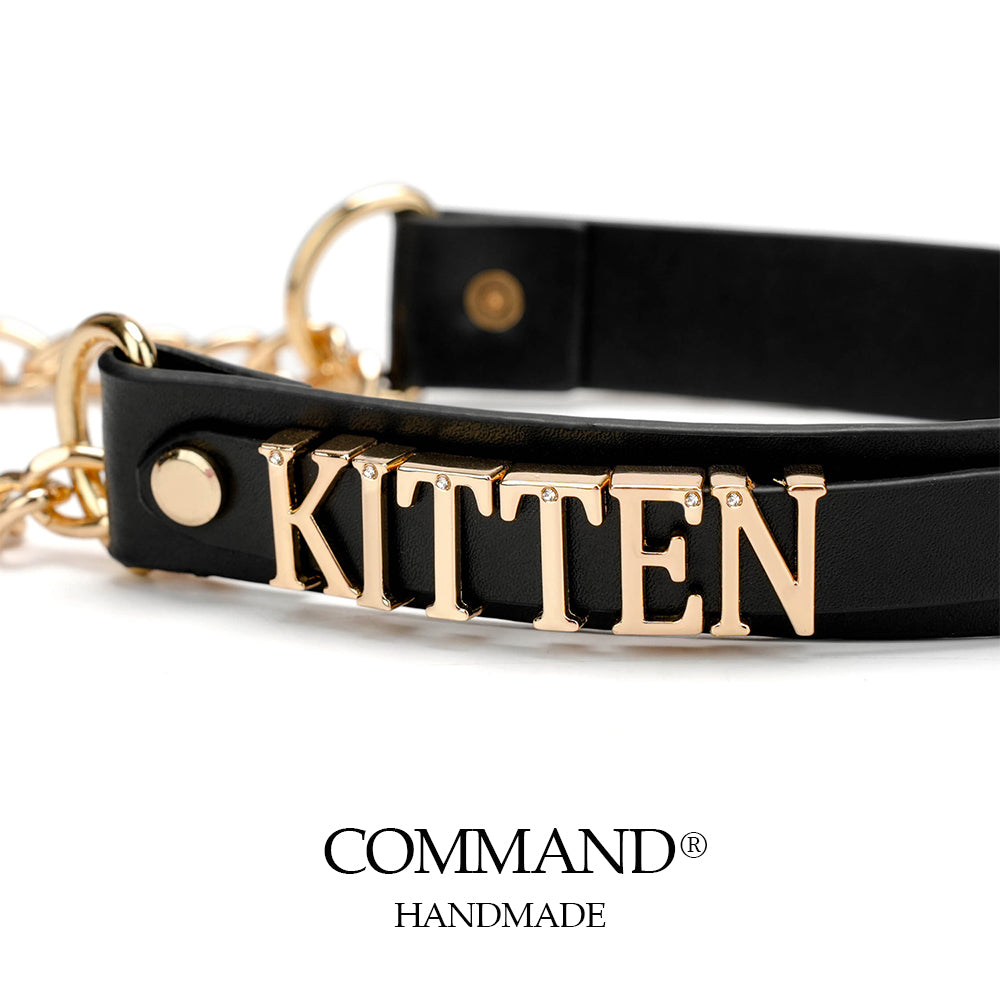 Antiphus Metal Letter Daddy’s Chain & Heart Charm Leather Collar