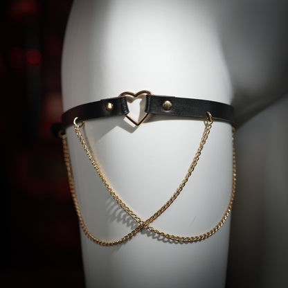 Leto Black Double Chain Leg Ring