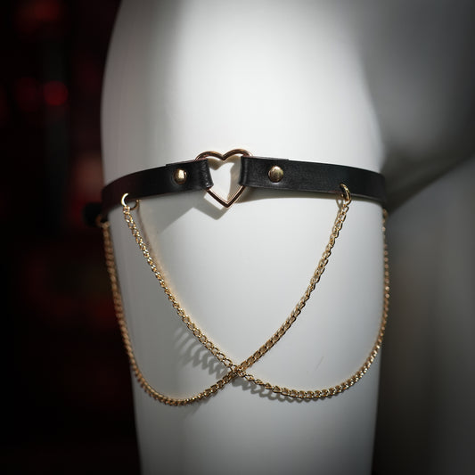 Leto Black Double Chain Leg Ring