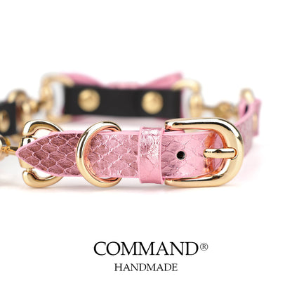 Ananke Pink Bow Choker with Gold Hardware