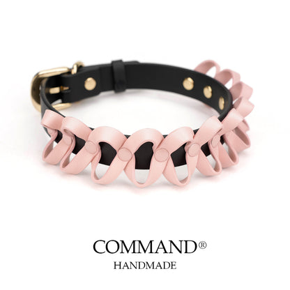 Nereus Pink Wavy Leather Ribbon Choker