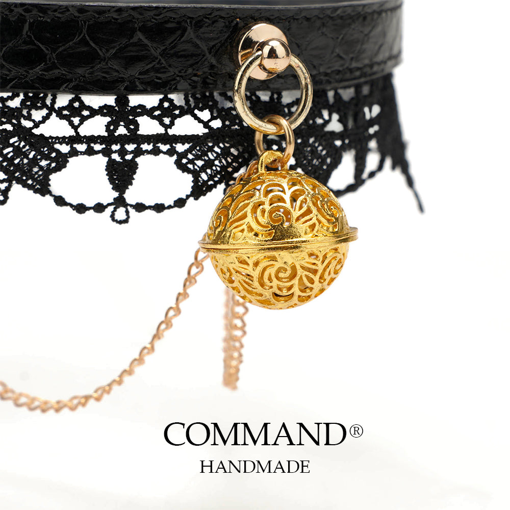 Clotho Black Lace Choker with Double-Chain_Snakeskin