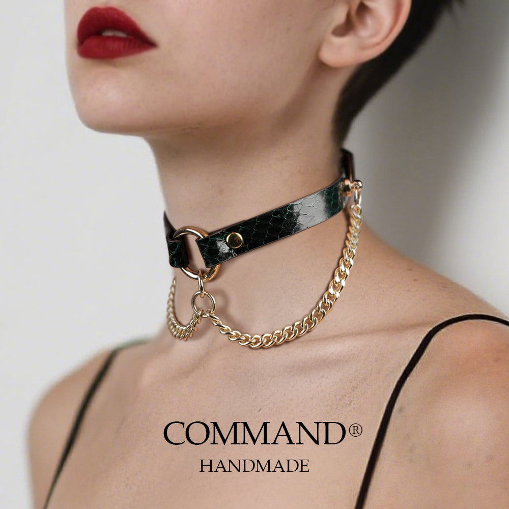 Pitys Double Gold Chain Green Choker