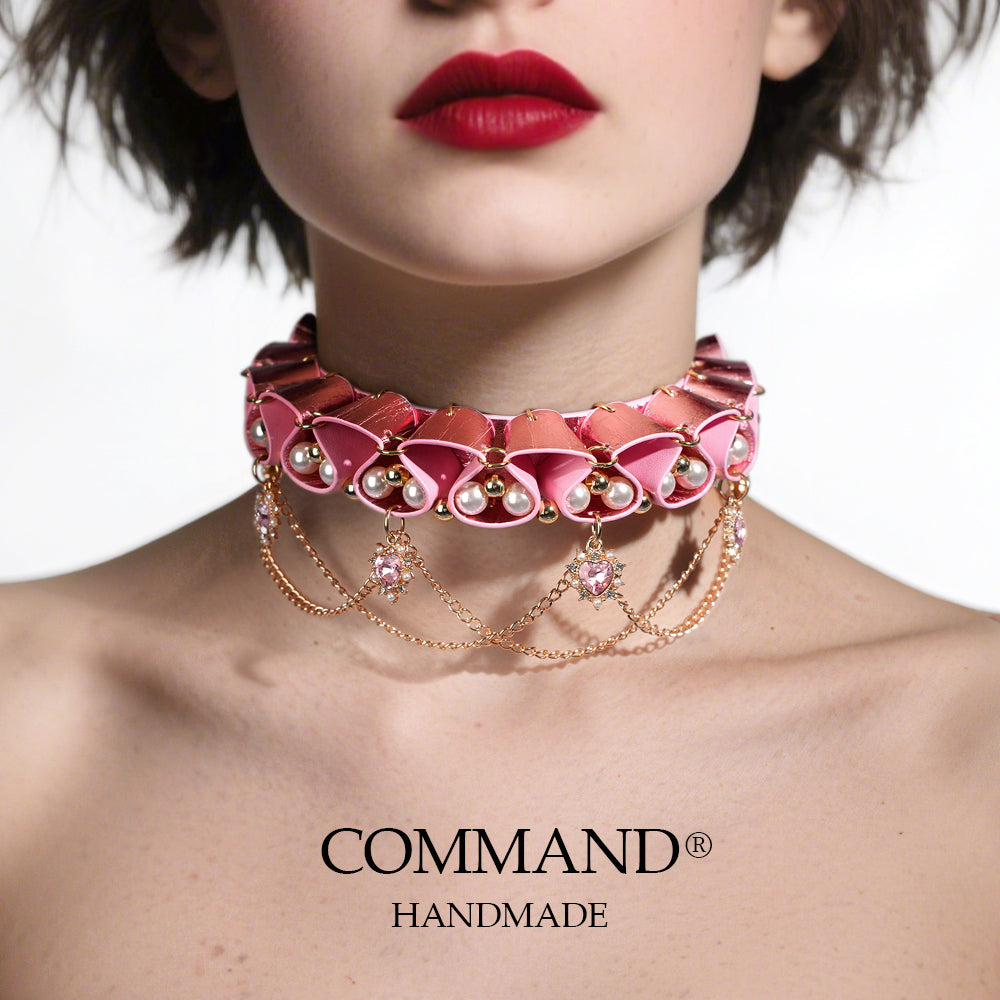 Jesterlet Enchanted Pearl & Heart Ruffle Choker