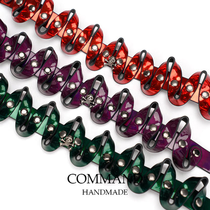 Wicked Flame Studded Wave Choker (Red / Purple / Green)