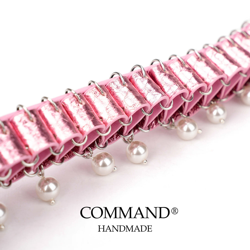 Persephone Baroque Pearl Ruffle Choker –Enchanted Leather Fold