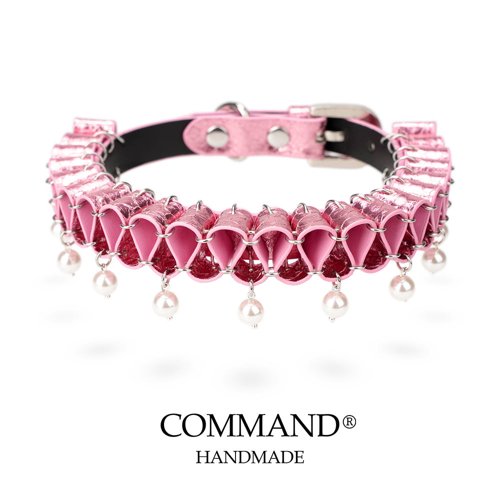 Persephone Baroque Pearl Ruffle Choker –Enchanted Leather Fold