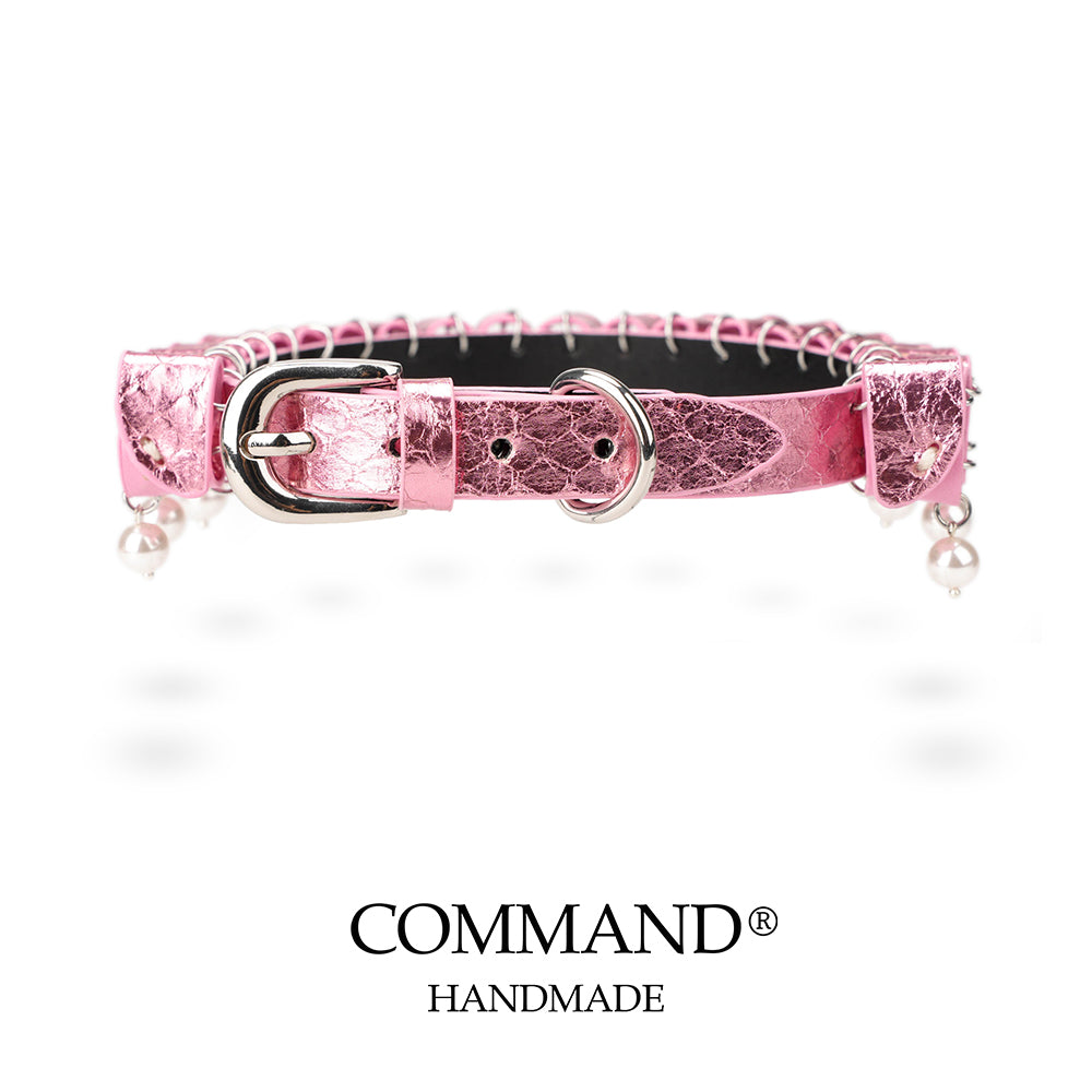 Persephone Baroque Pearl Ruffle Choker –Enchanted Leather Fold