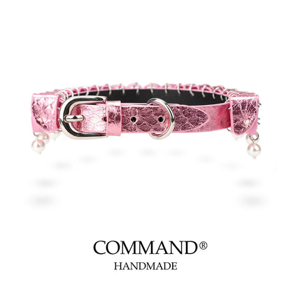 Persephone Baroque Pearl Ruffle Choker –Enchanted Leather Fold