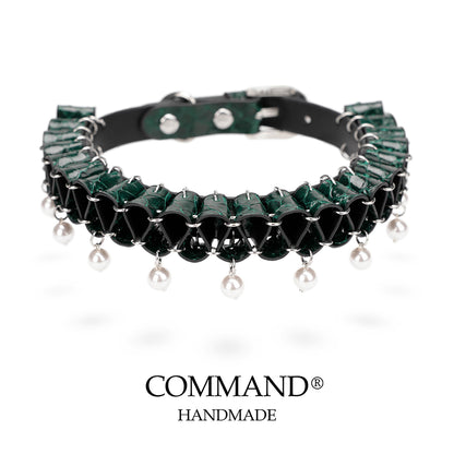 Persephone Baroque Pearl Ruffle Choker –Enchanted Leather Fold