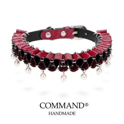Persephone Baroque Pearl Ruffle Choker –Enchanted Leather Fold
