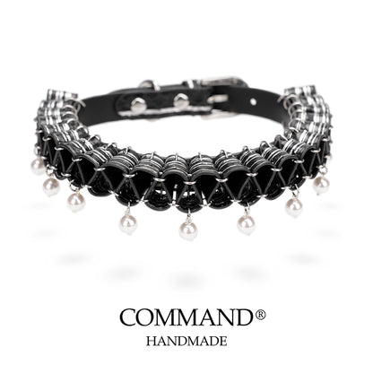 Persephone Baroque Pearl Ruffle Choker –Enchanted Leather Fold