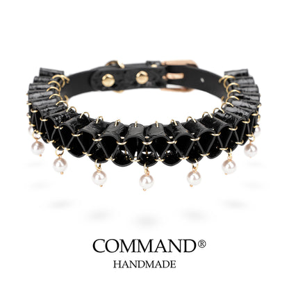 Persephone Baroque Pearl Ruffle Choker –Enchanted Leather Fold
