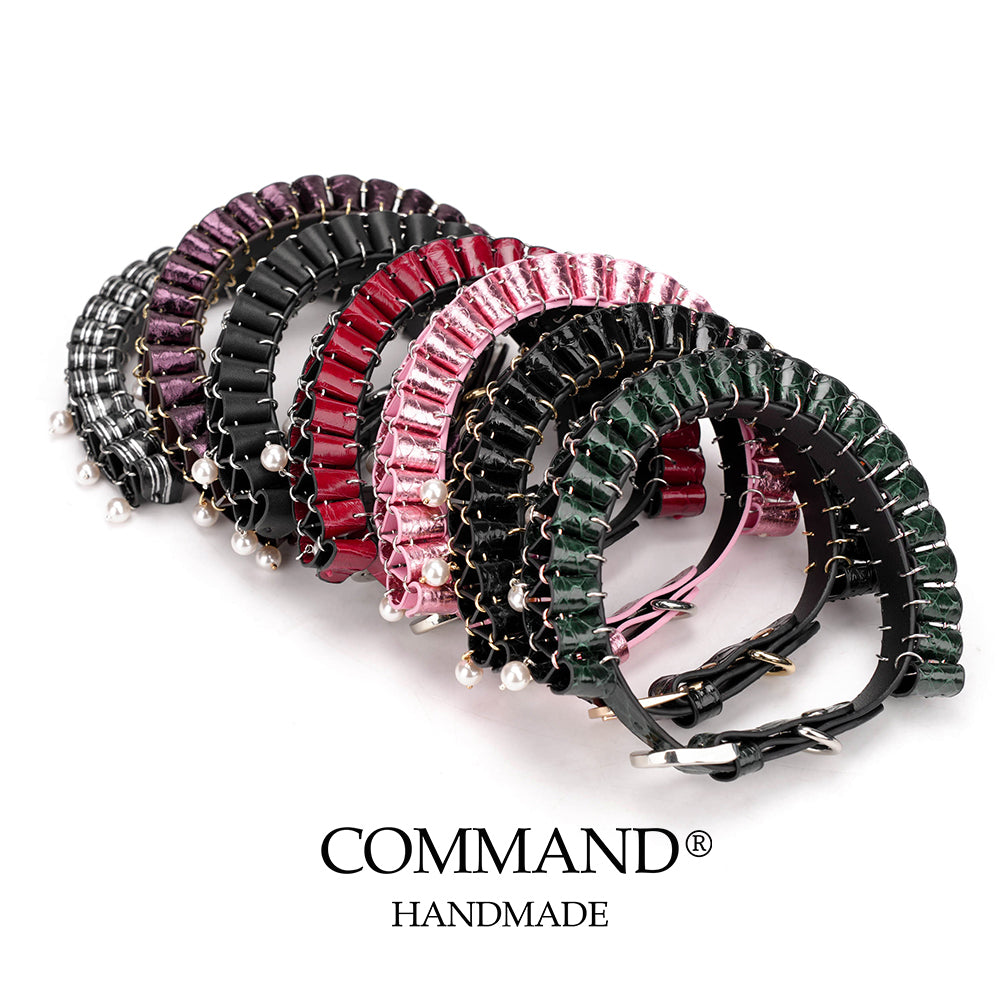 Persephone Baroque Pearl Ruffle Choker –Enchanted Leather Fold