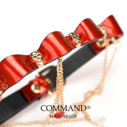 Typhon Crimson Skull Choker with Small Heart & Cross