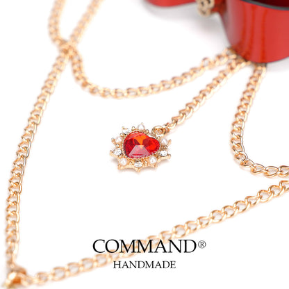 Typhon Crimson Skull Choker with Small Heart & Cross