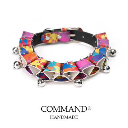 Jesterlet Mini Ruffle Choker with Bell_Cowhide Colorful Pattern