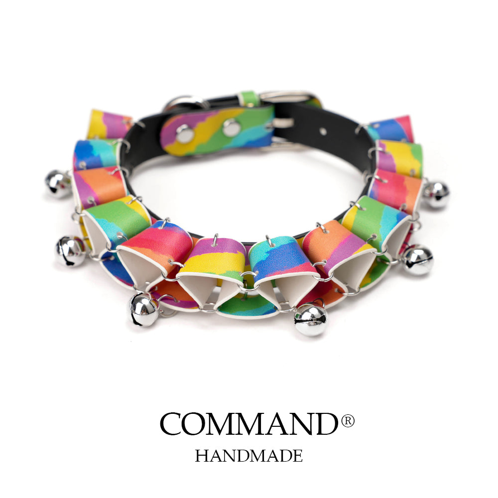 Jesterlet Mini Ruffle Choker with Bell_Cowhide Colorful Pattern