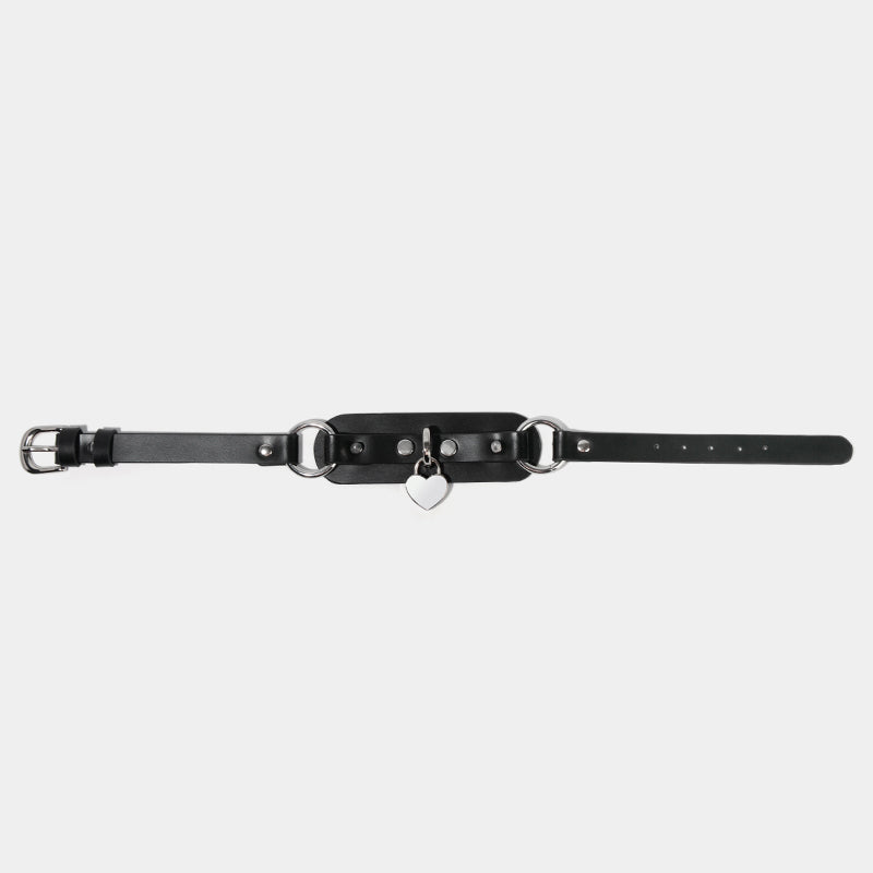 Saviitr Black Stud Choker With Heart Lock