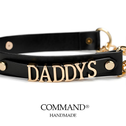 Antiphus Metal Letter Daddy’s Chain & Heart Charm Leather Collar