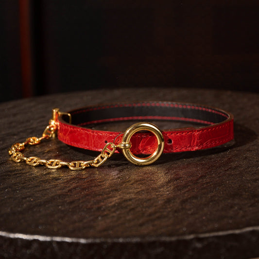 Medusa Red Alligator Choker With Chain
