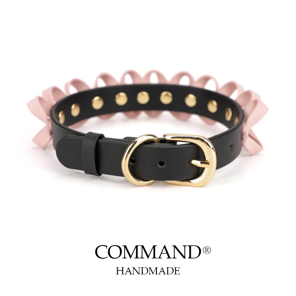 Nereus Pink Wavy Leather Ribbon Choker